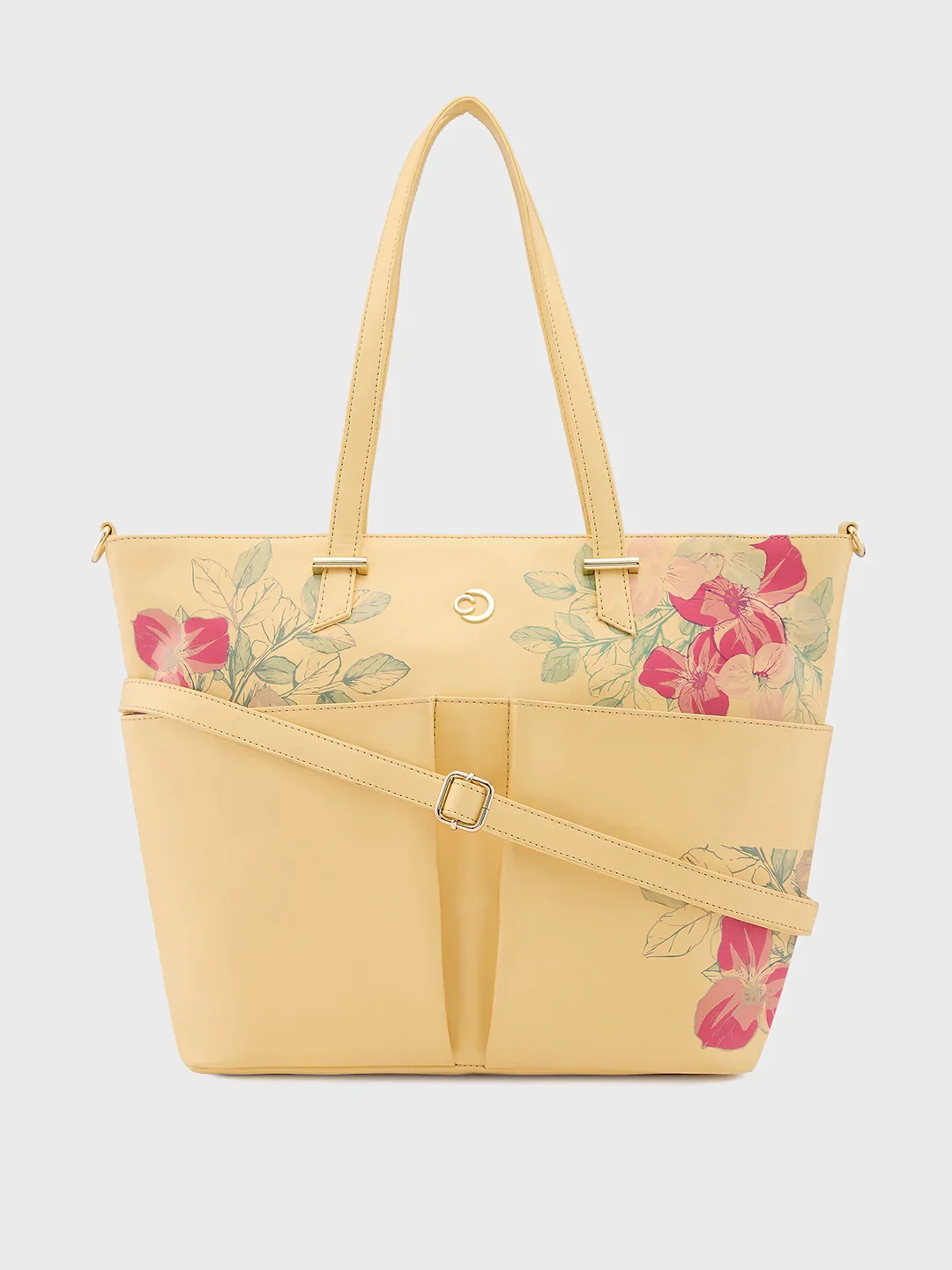 Caprese Shanaya Medium Printed Yellow Tote Bag - Image 14