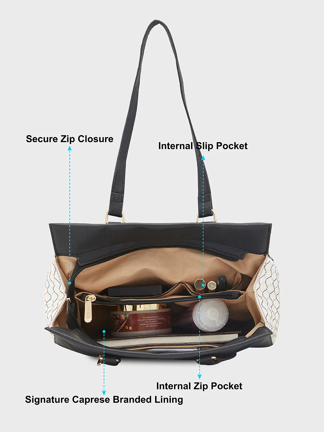 Caprese Shane Large Black Satchel Bag - Image 9