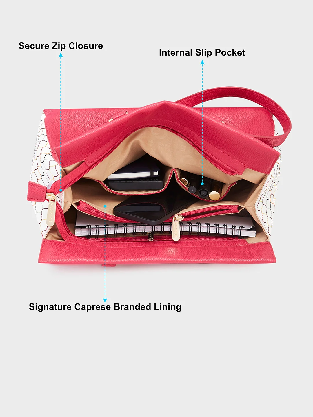 Caprese Shane Large Magenta Satchel Bag - Image 7