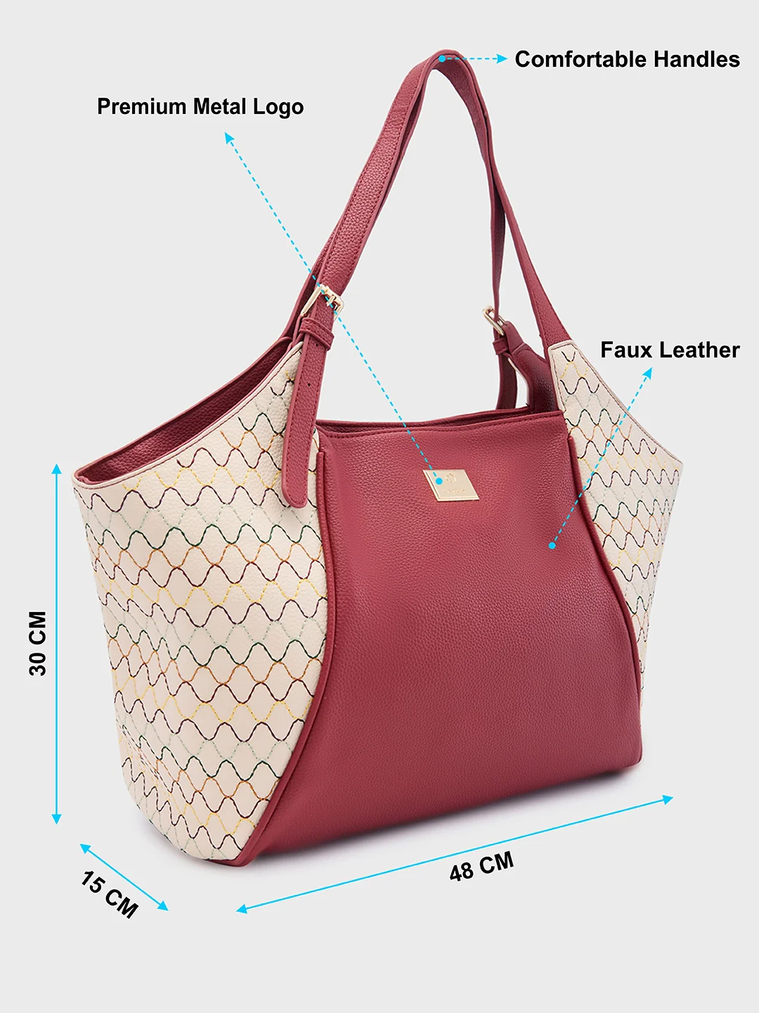 Caprese Shane Large Maroon Hobo Bag - Image 3