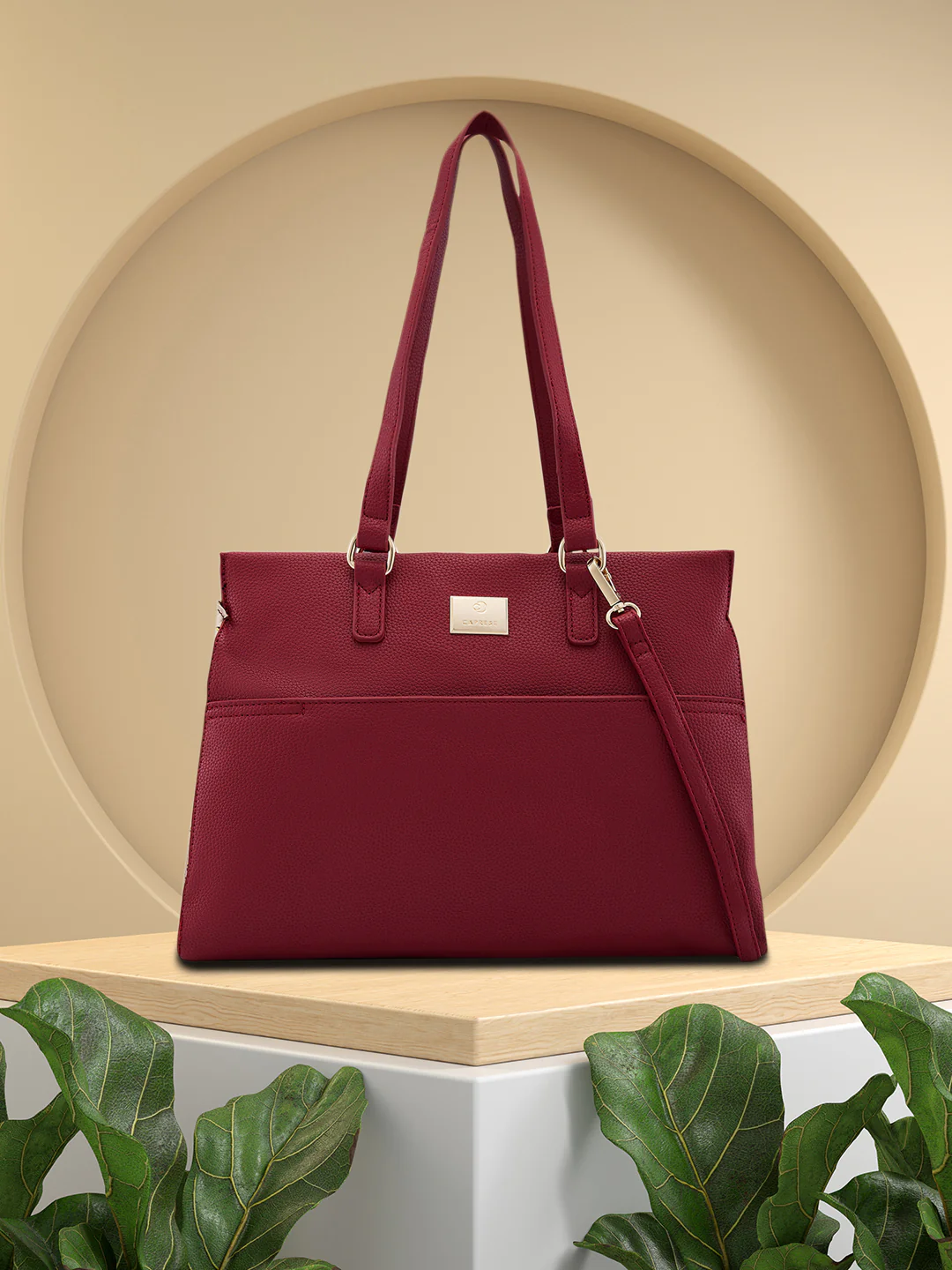 Caprese Shane Large Maroon Satchel Bag
