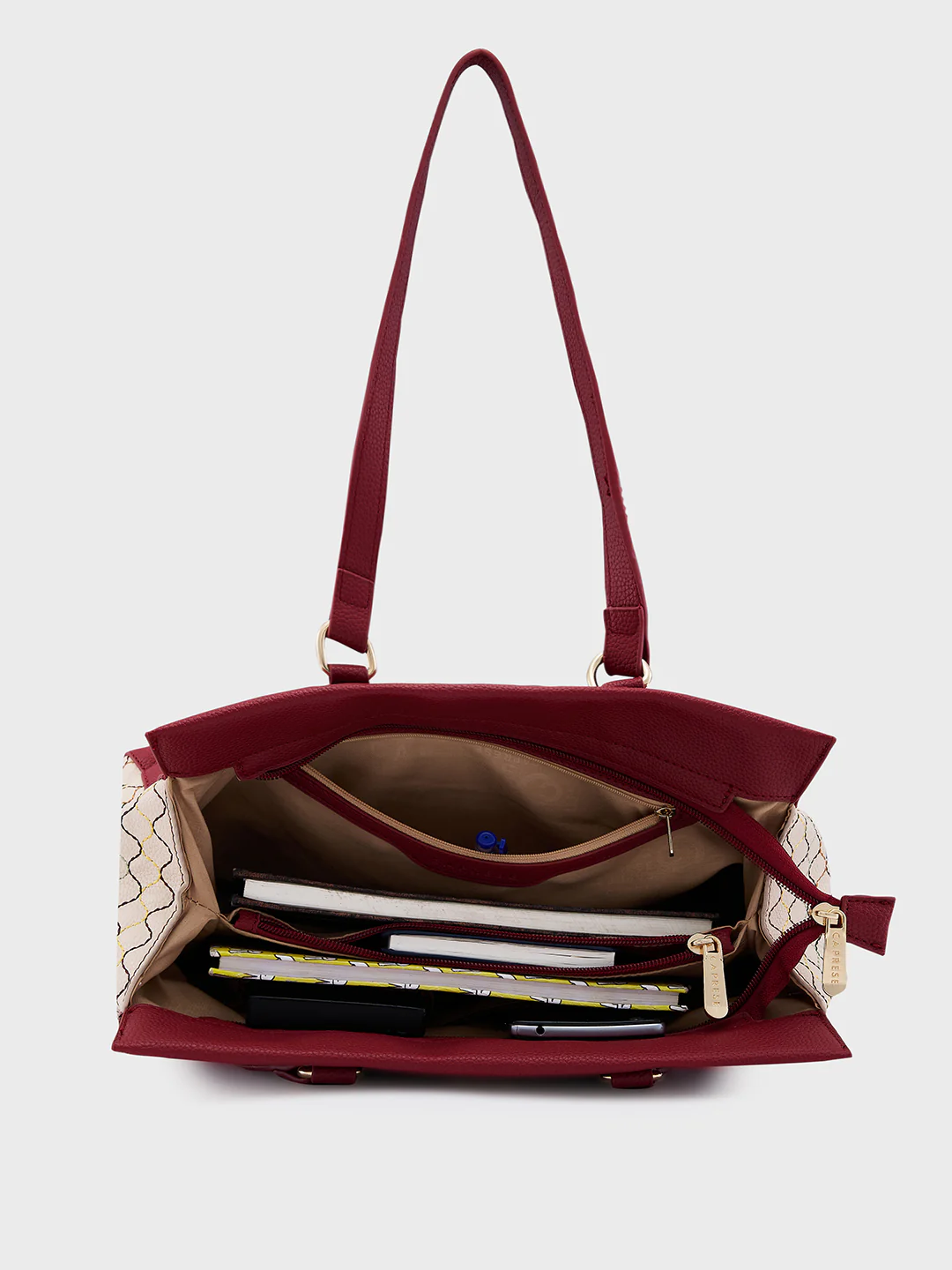 Caprese Shane Large Maroon Satchel Bag - Image 8