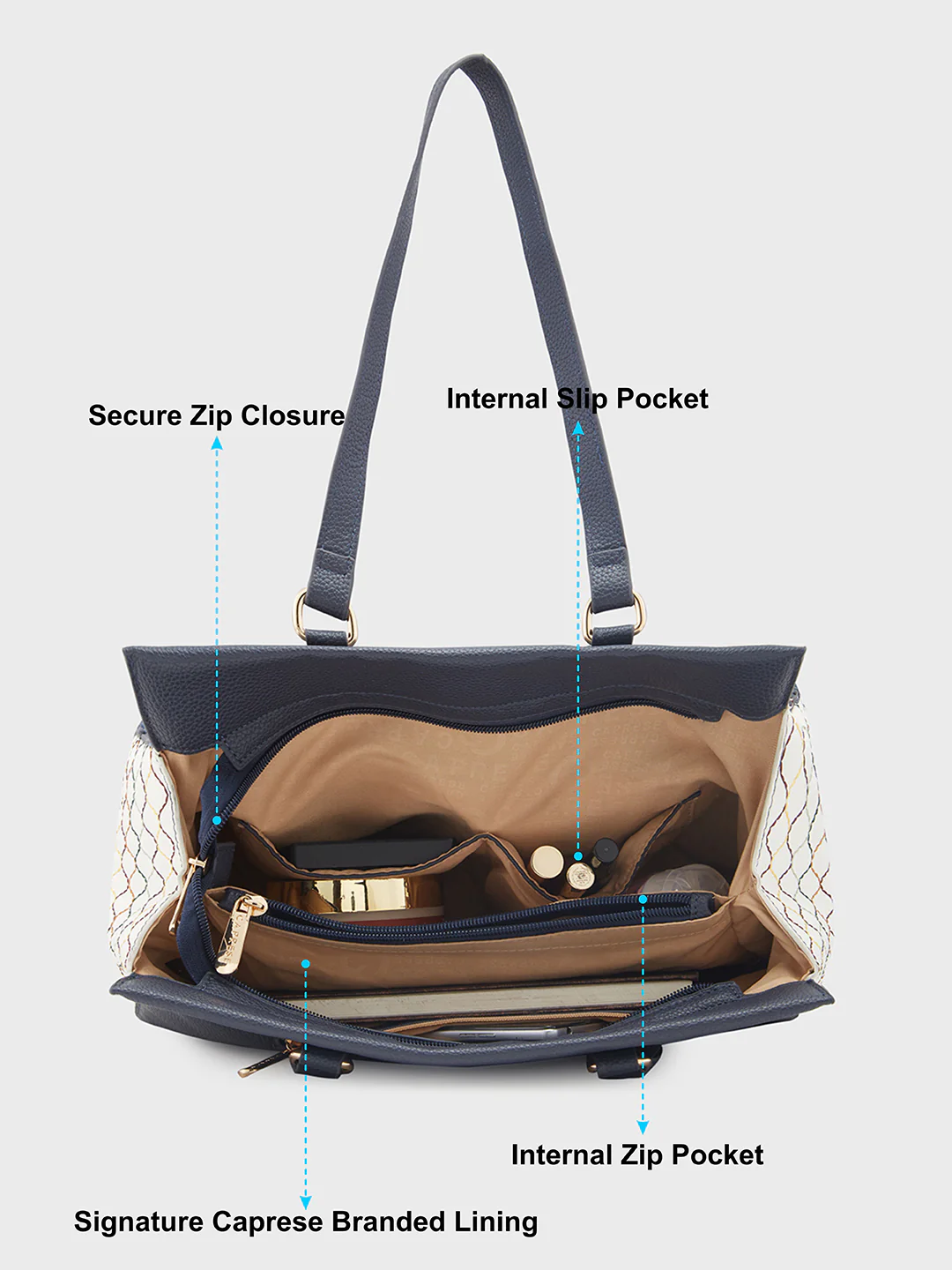 Caprese Shane Large Navy Satchel Bag - Image 8