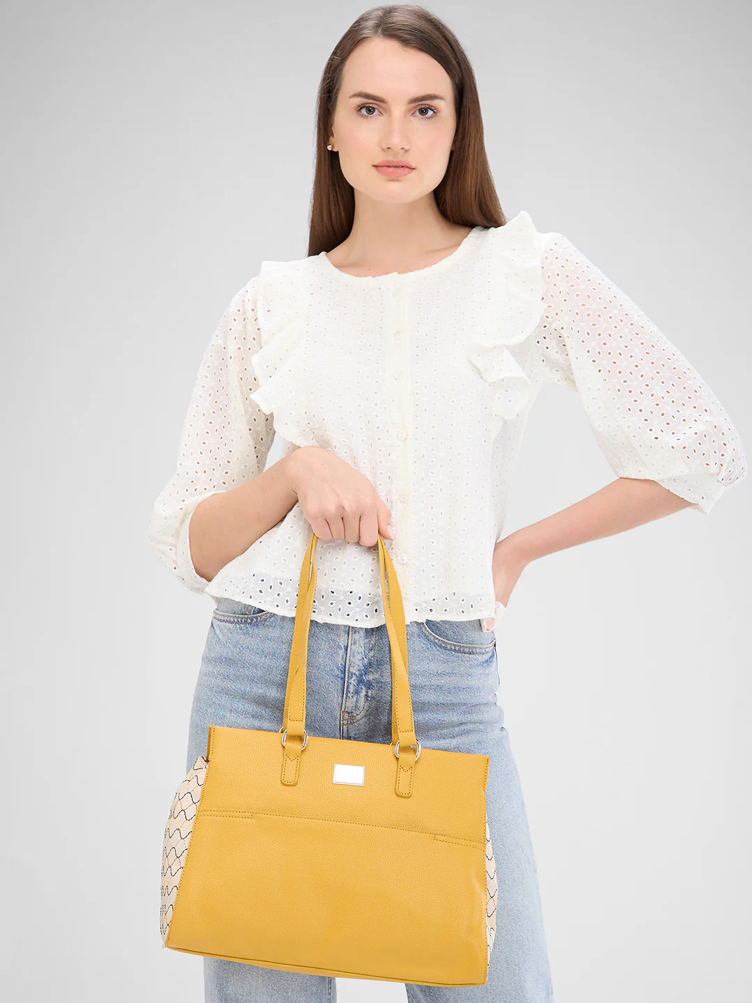 Caprese Shane Large Yellow Satchel Bag - Image 12