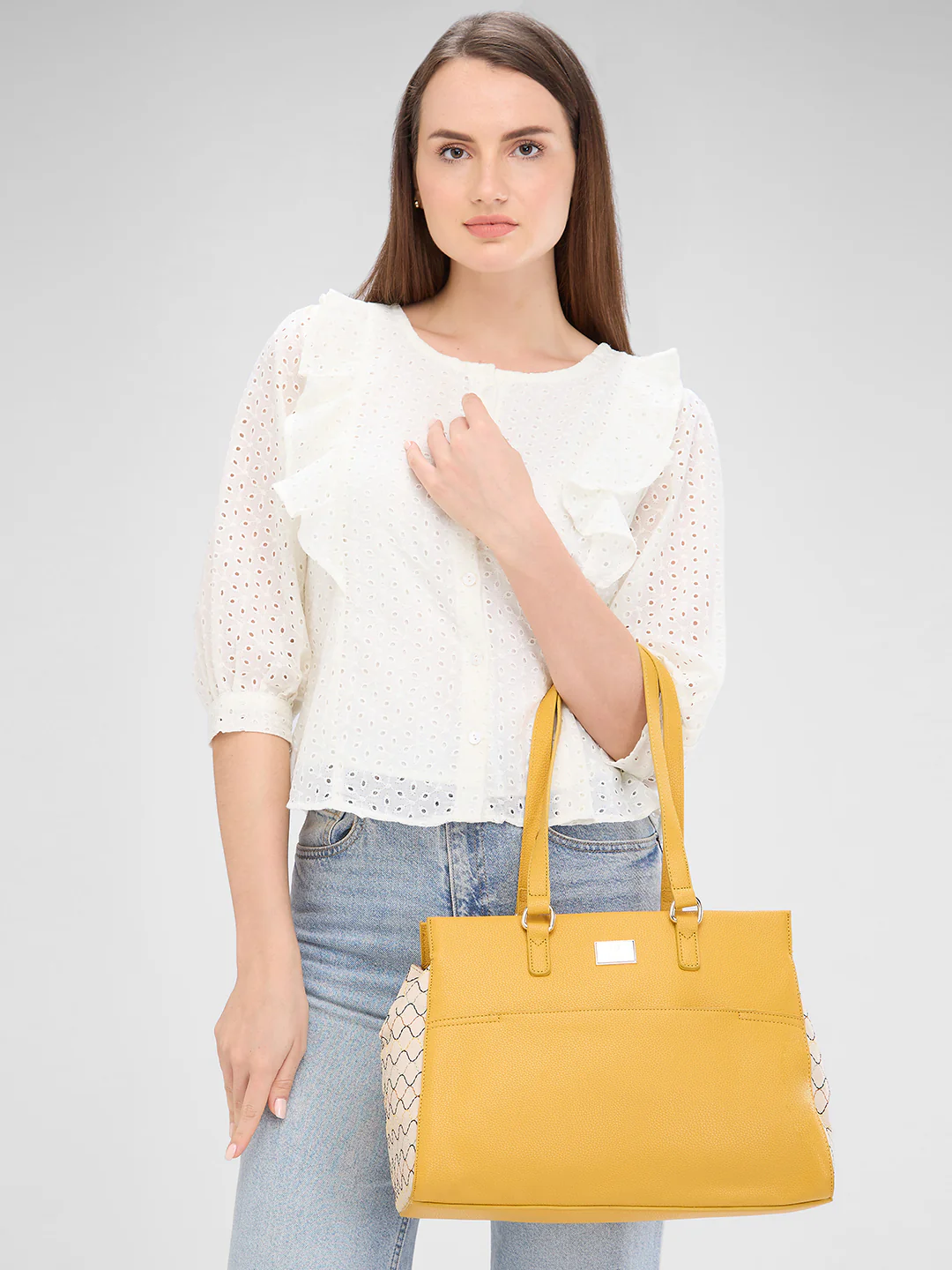 Caprese Shane Large Yellow Satchel Bag - Image 13