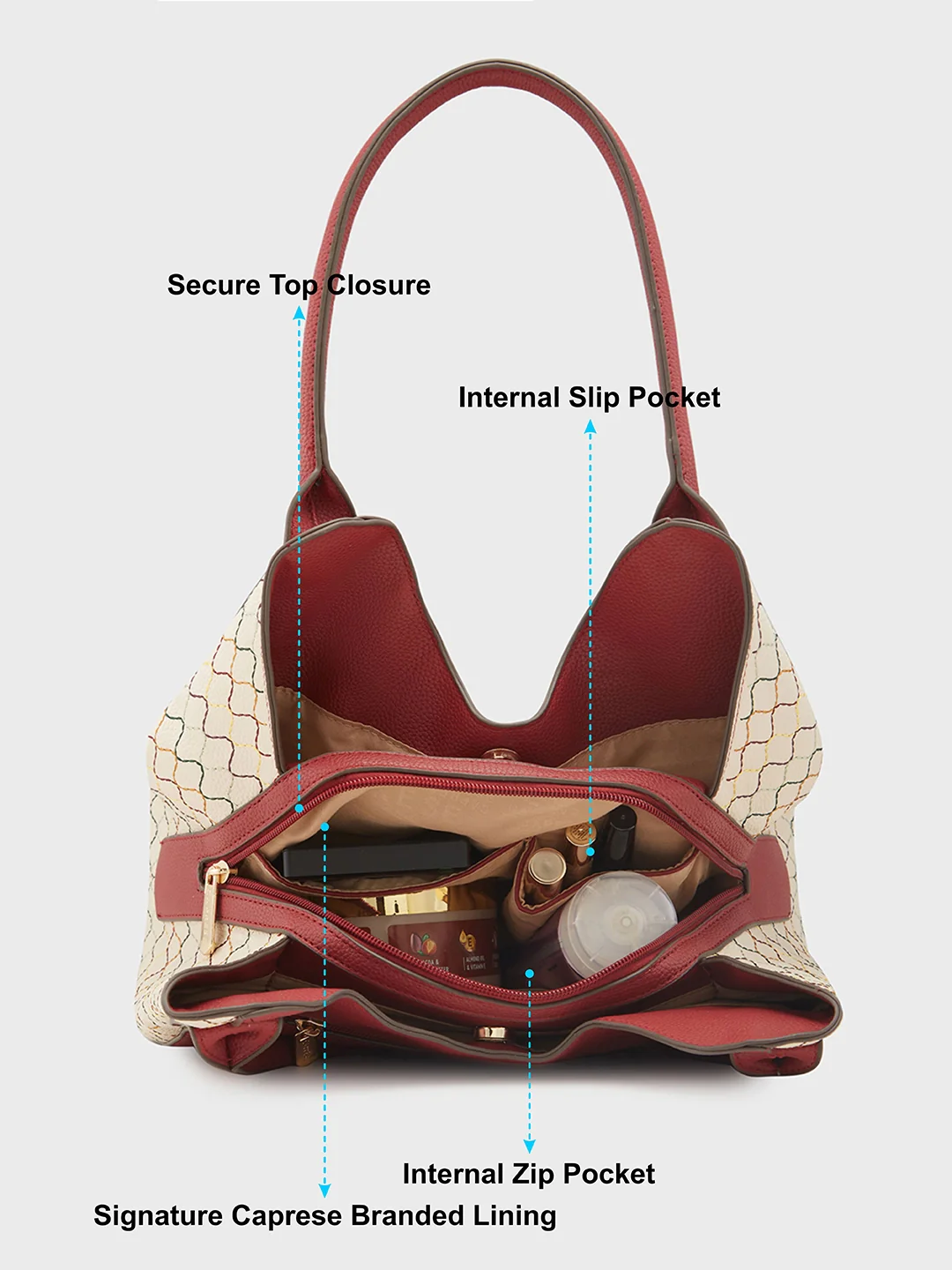 Caprese Shane Medium Maroon Hobo Bag - Image 7