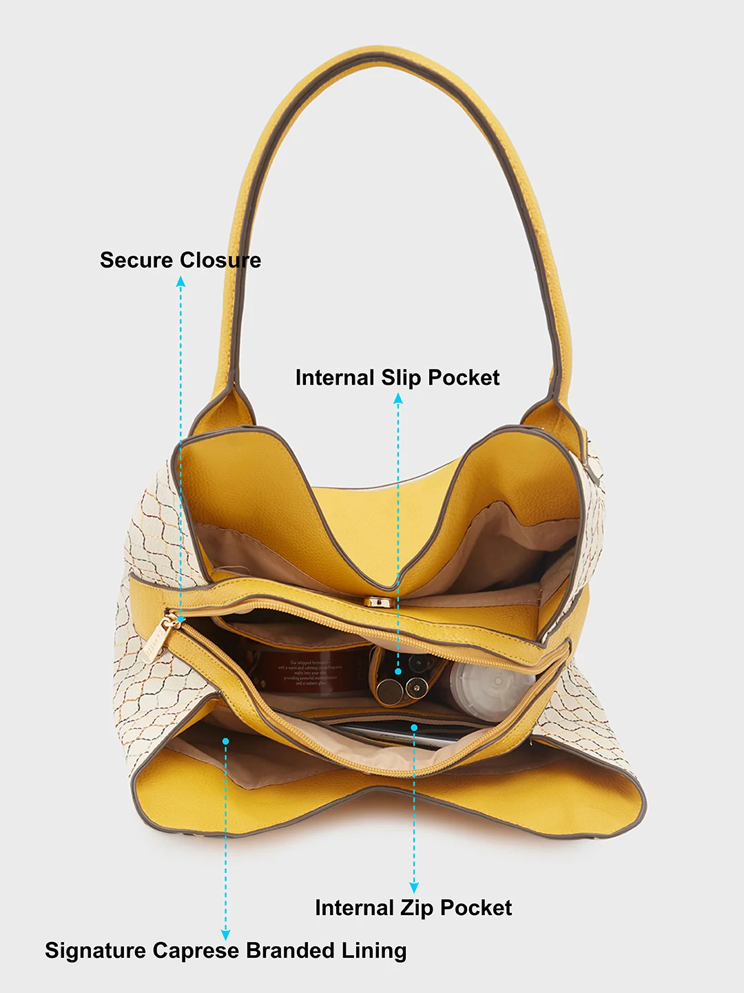 Caprese Shane Medium Yellow Hobo Bag - Image 8