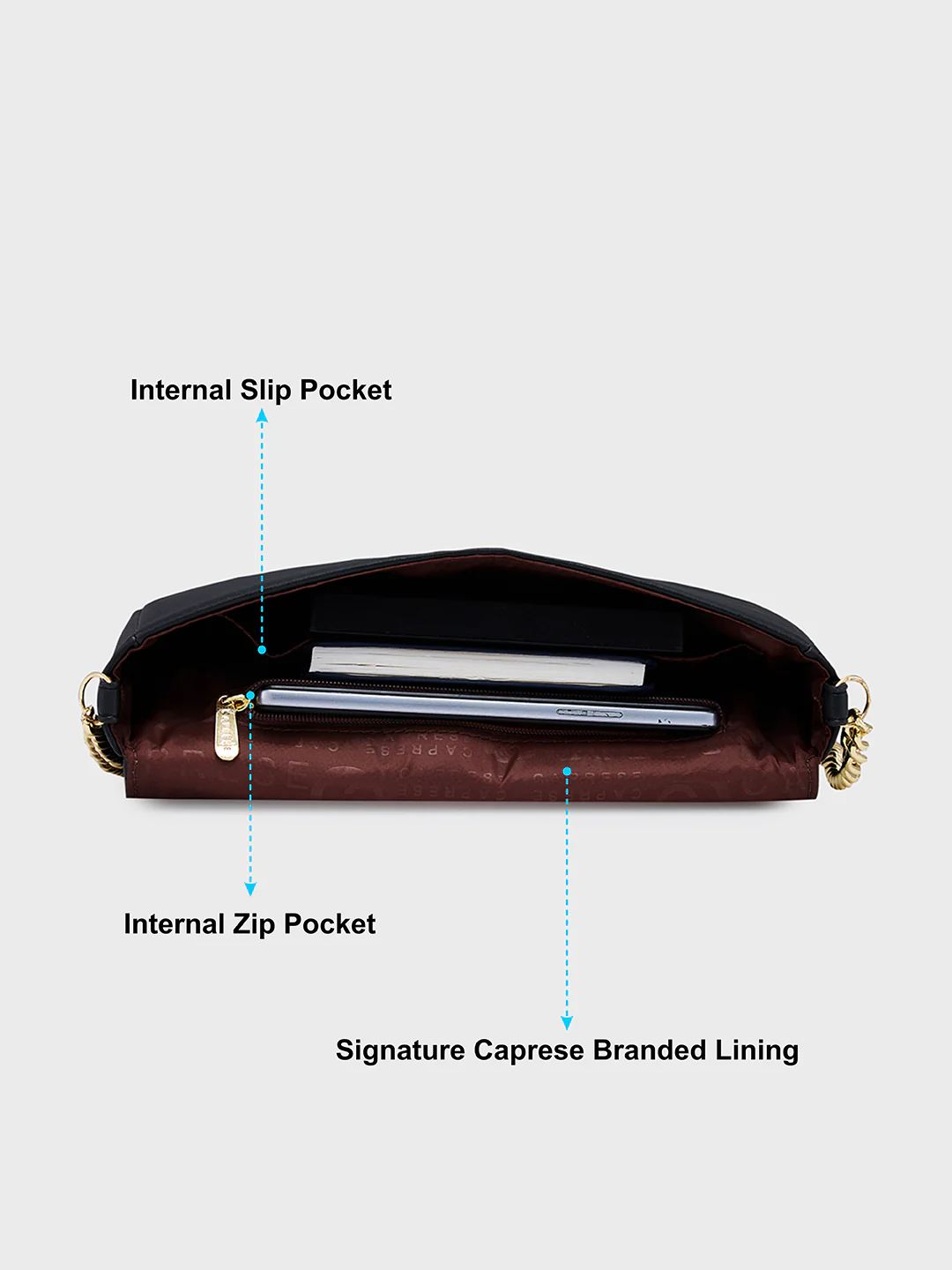 Caprese Shaun Small Black Sling Bag - Image 7