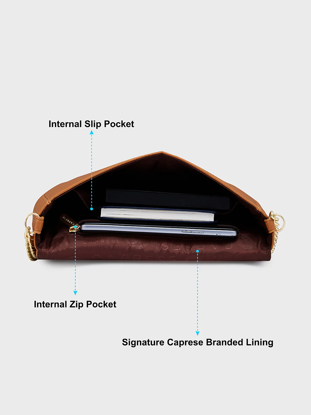 Caprese Shaun Small Tan Sling Bag - Image 4