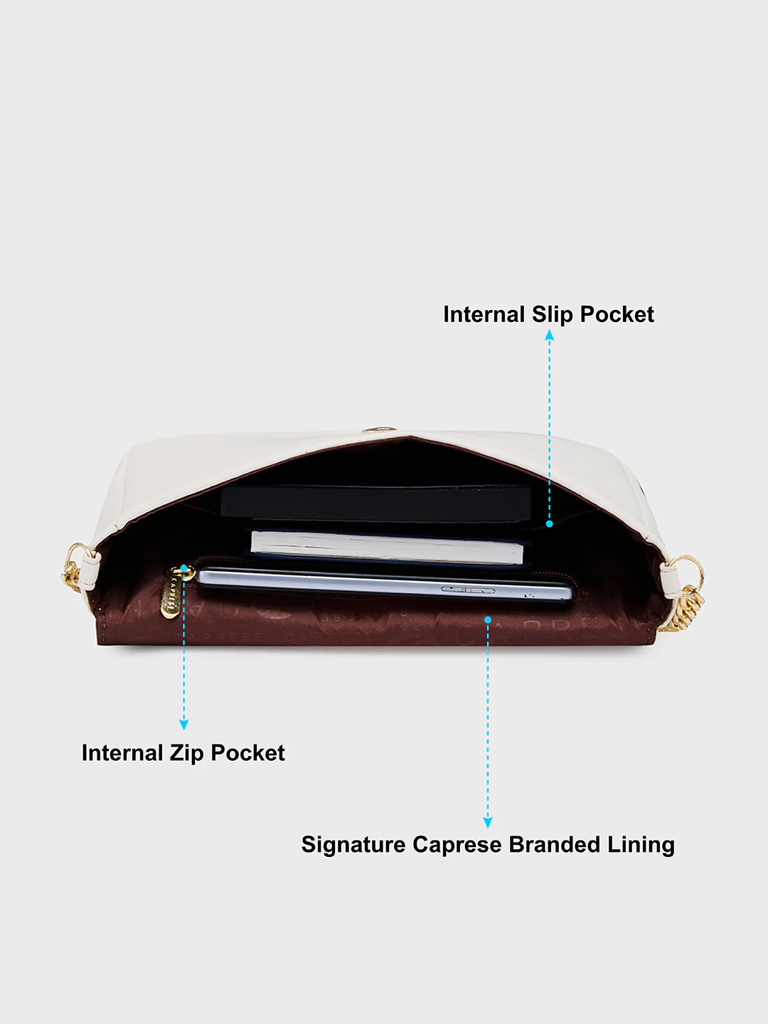 Caprese Shaun Small White Sling Bag - Image 7