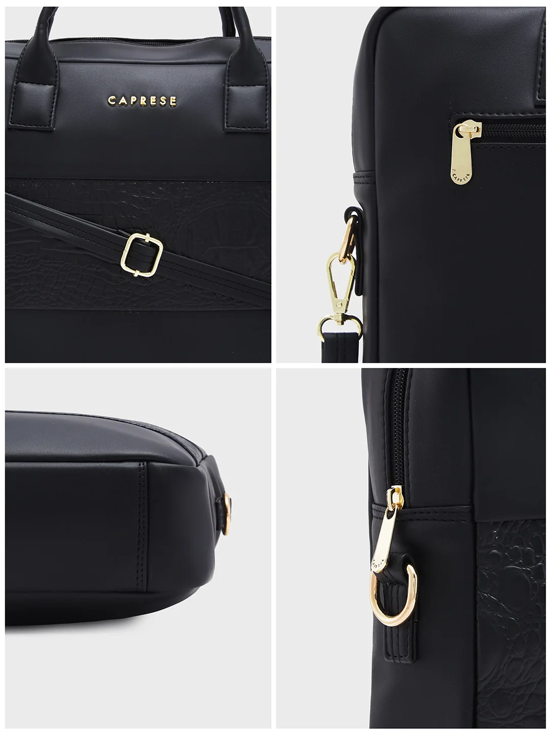 Caprese Shawn Medium Black Laptop Bag - Image 11