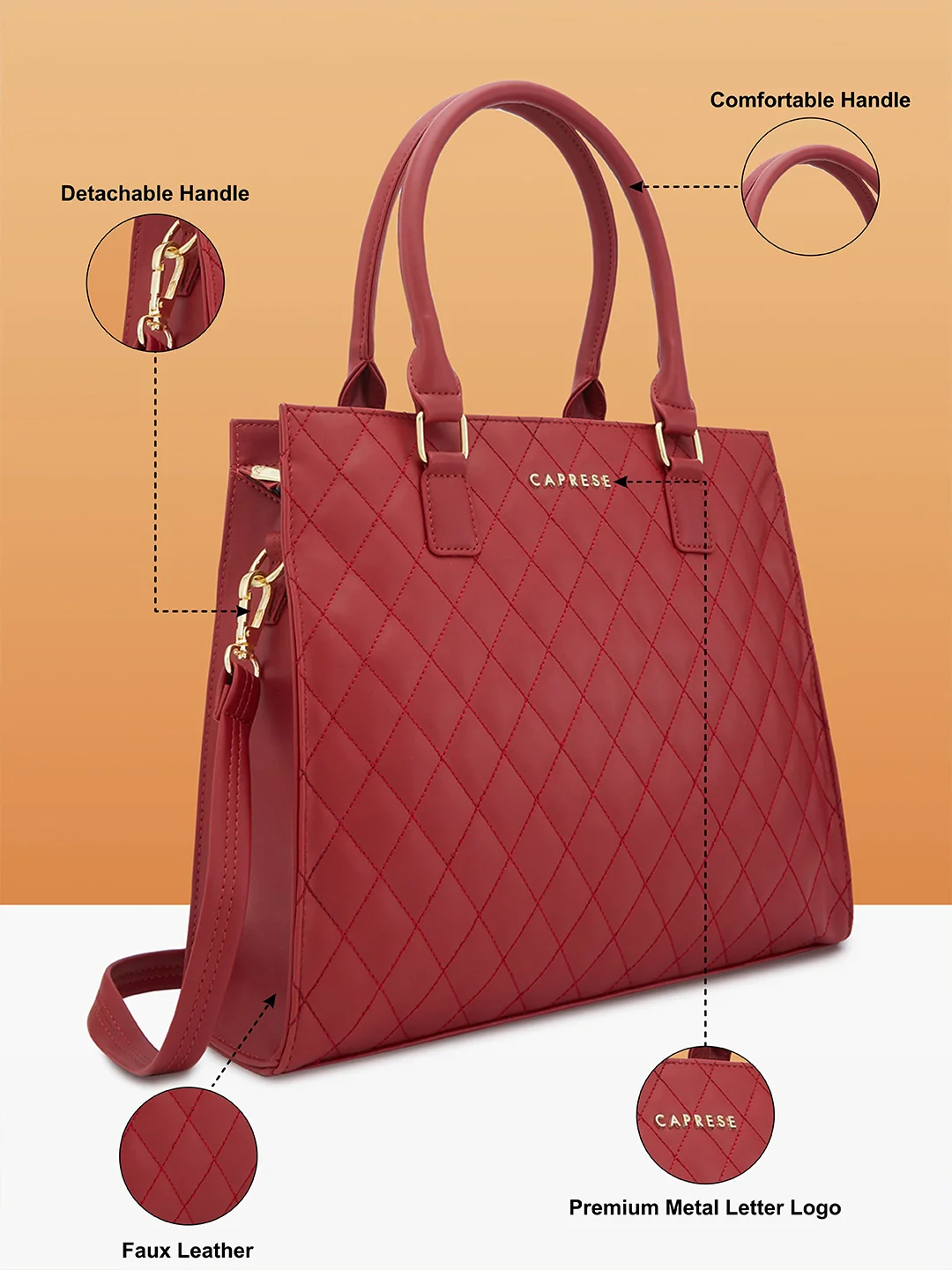 Caprese Sheena Large Red Satchel Bag - Image 5