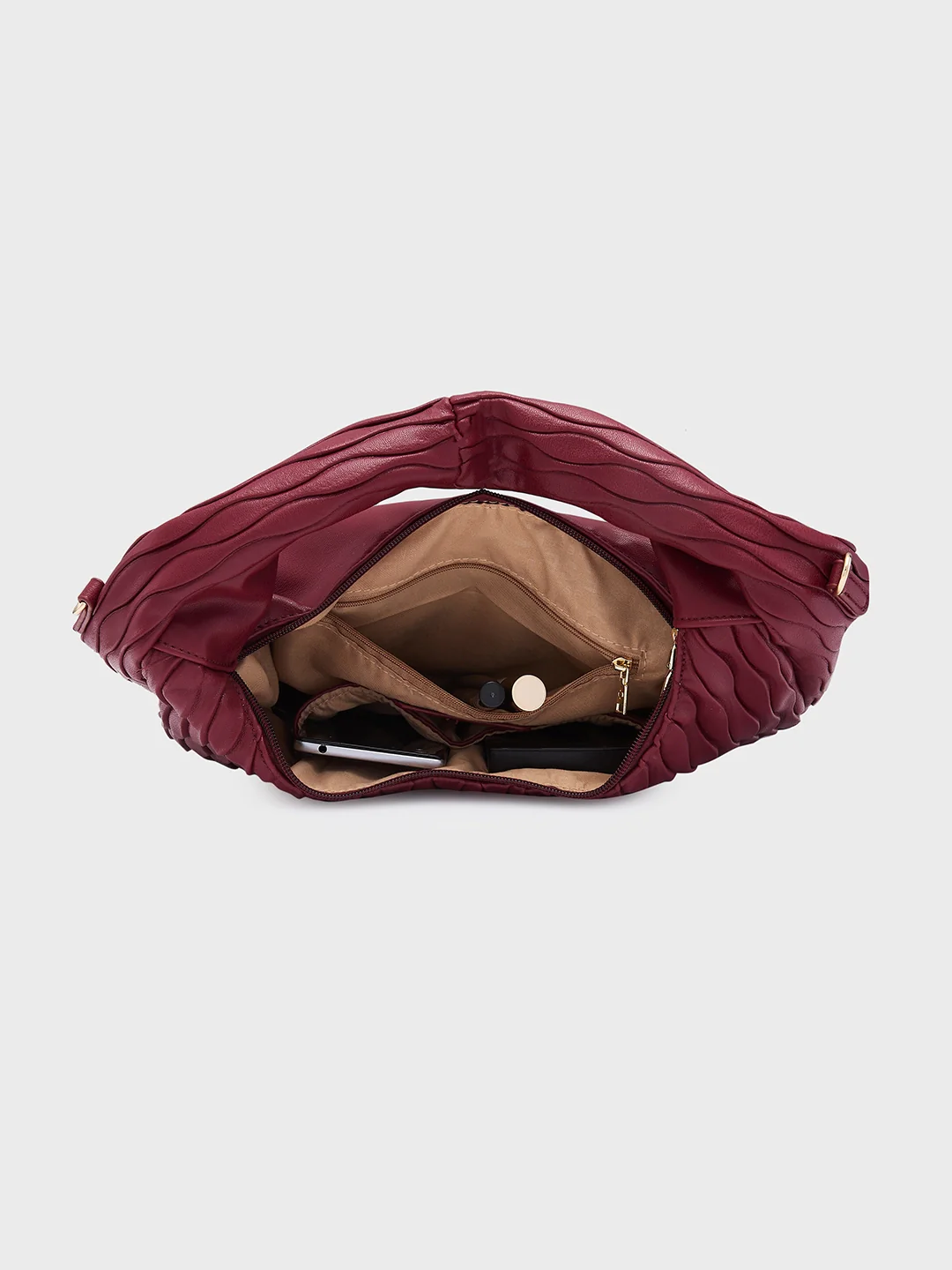 Caprese Shelbee Medium Burgundy Hobo Bag - Image 8