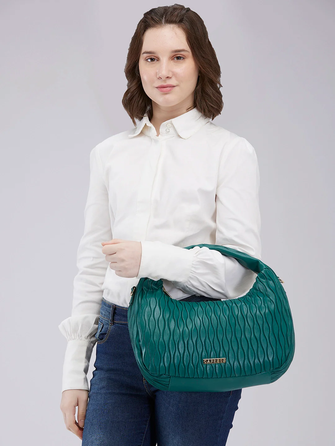 Caprese Shelbee Medium Dark Green Hobo Bag - Image 11