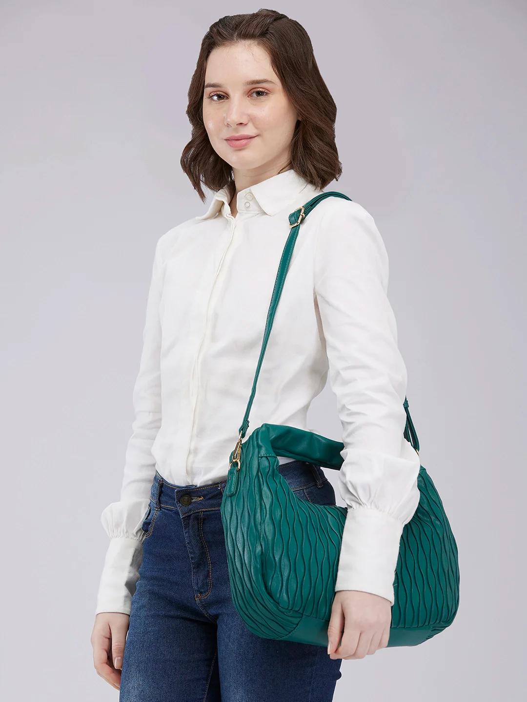 Caprese Shelbee Medium Dark Green Hobo Bag - Image 12