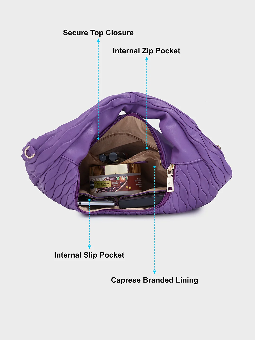 Caprese Shelbee Medium Purple Hobo Bag - Image 7