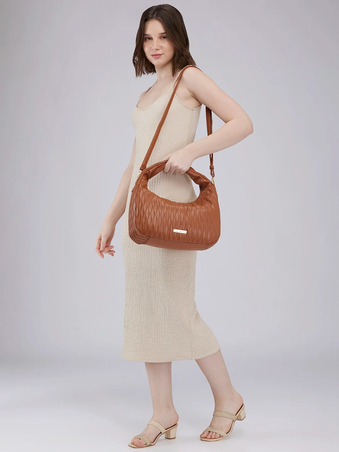 Caprese Shelbee Medium Tan Hobo Bag - Image 2