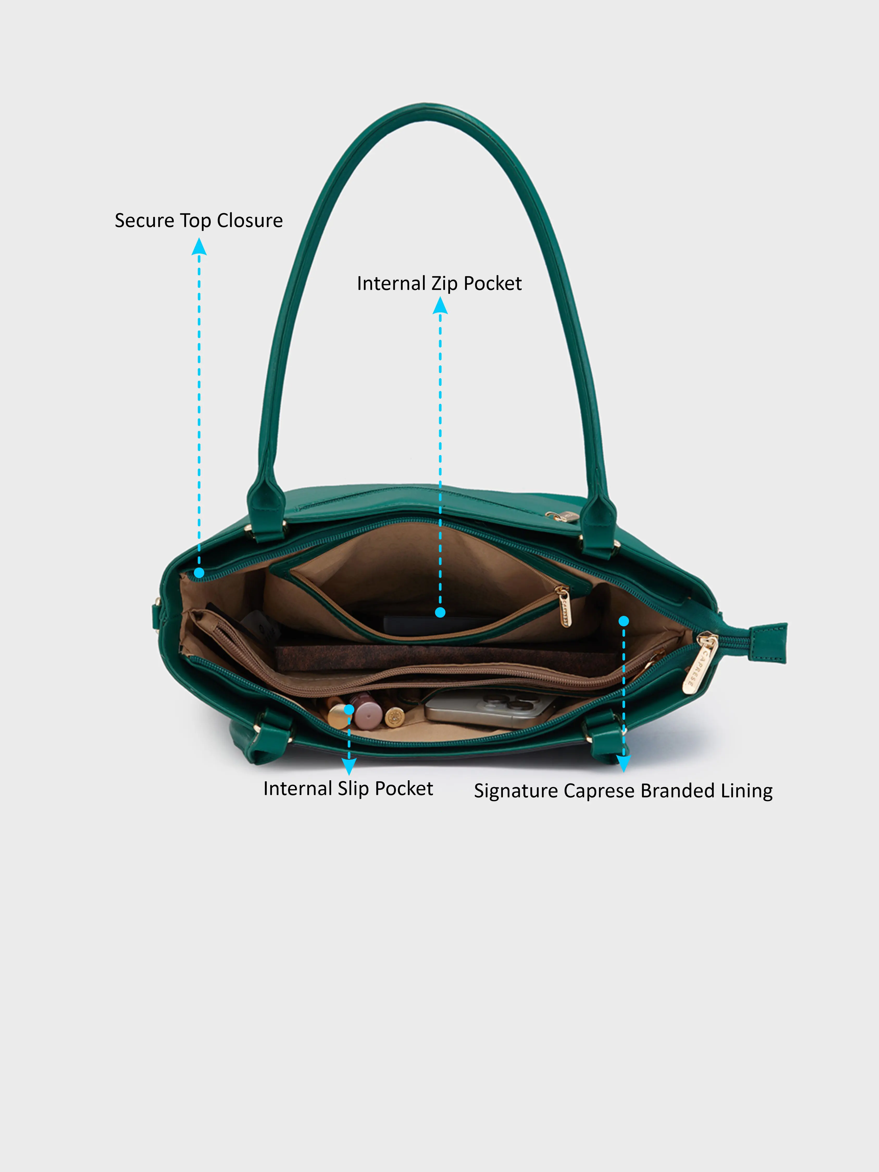 Caprese Shelby Medium Black Satchel Bag - Image 8