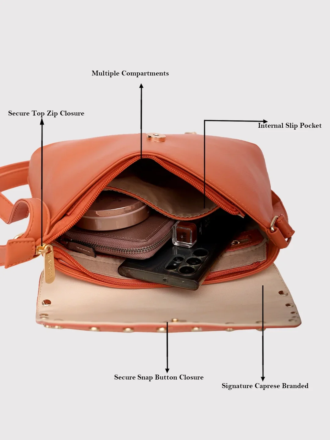 Caprese Shelby Medium Beige Sling Bag - Image 9