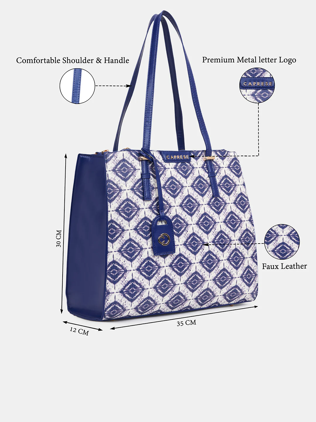 Caprese Shibori Large Blue Tote Bag - Image 8