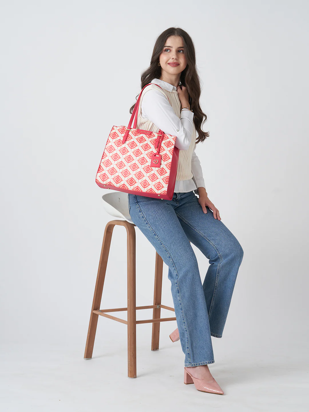 Caprese Shibori Large Pink Tote Bag - Image 10