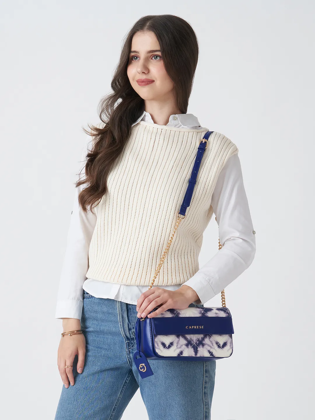 Caprese Shibori Medium Blue Sling Bag - Image 2
