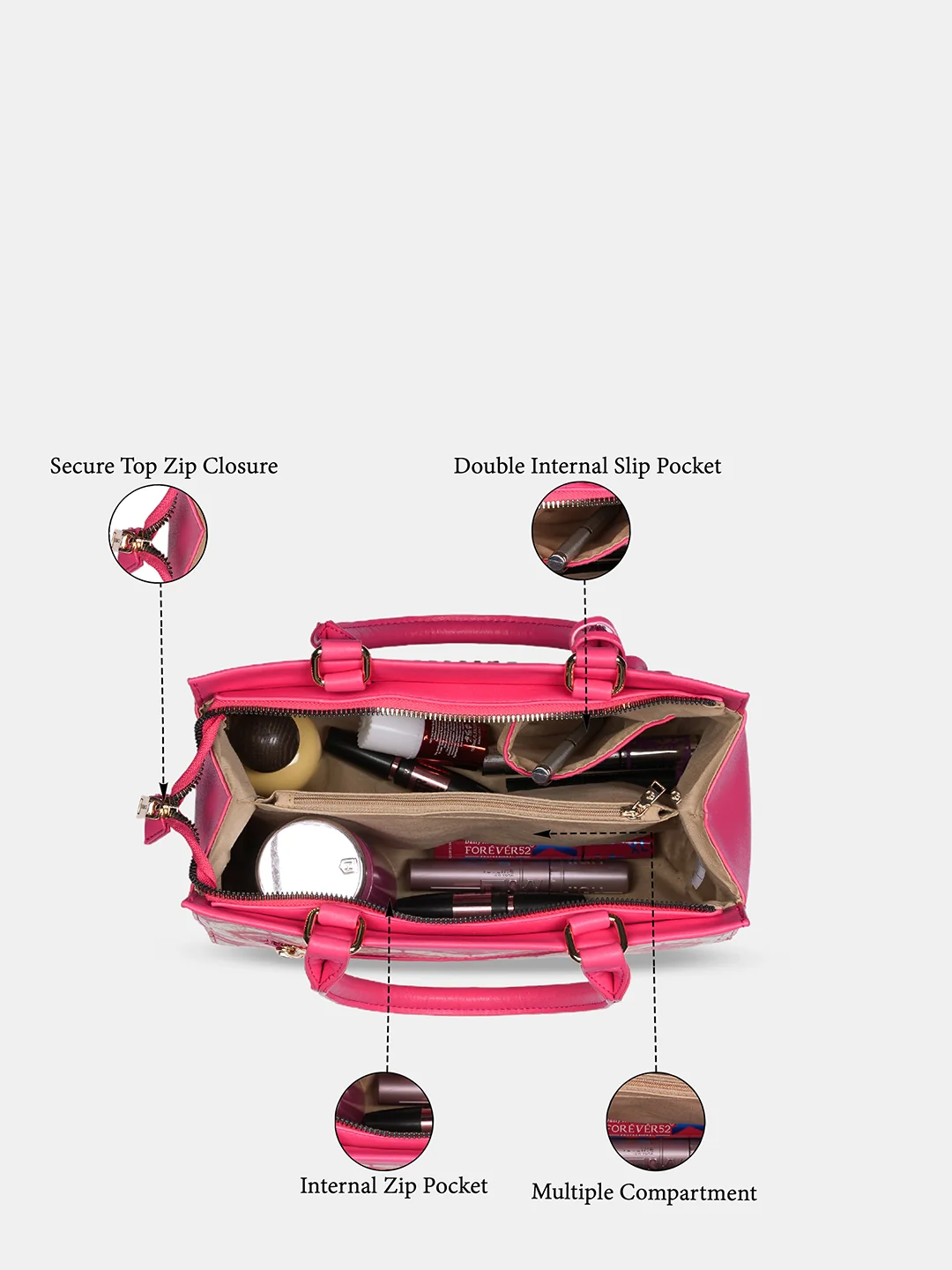 Caprese Shibori Medium Pink Satchel Bag - Image 7