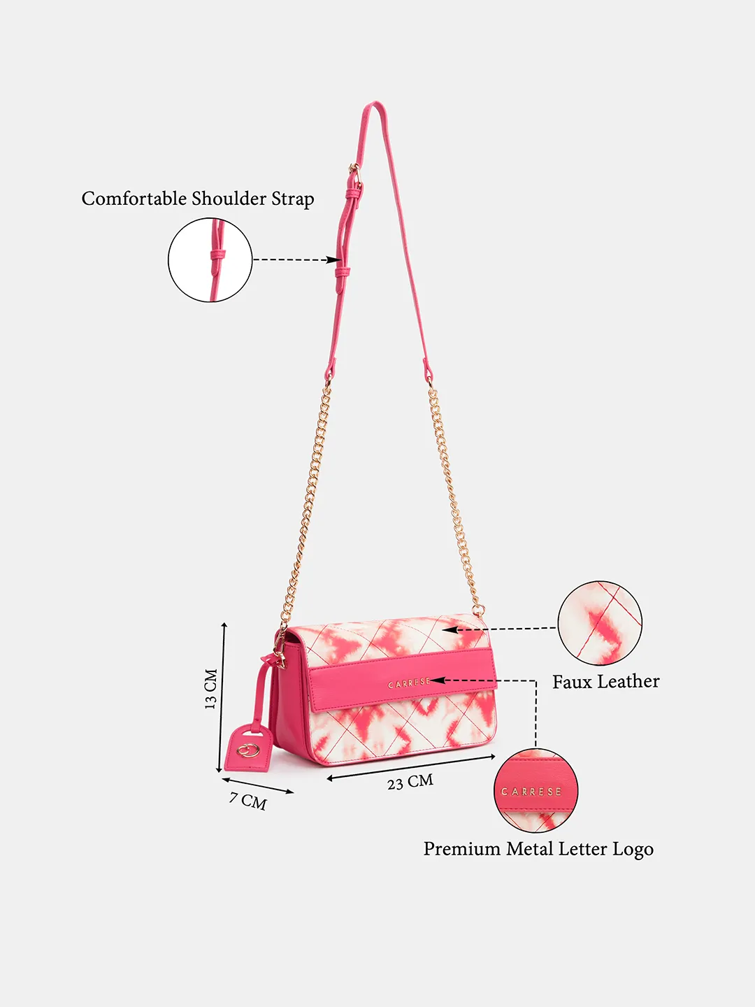 Caprese Shibori Medium Pink Sling Bag - Image 8