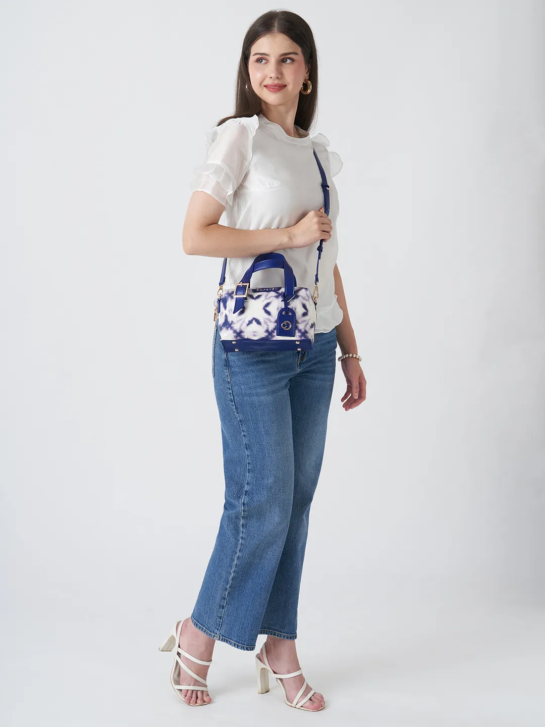Caprese Shibori Small Blue Duffel Bag - Image 9