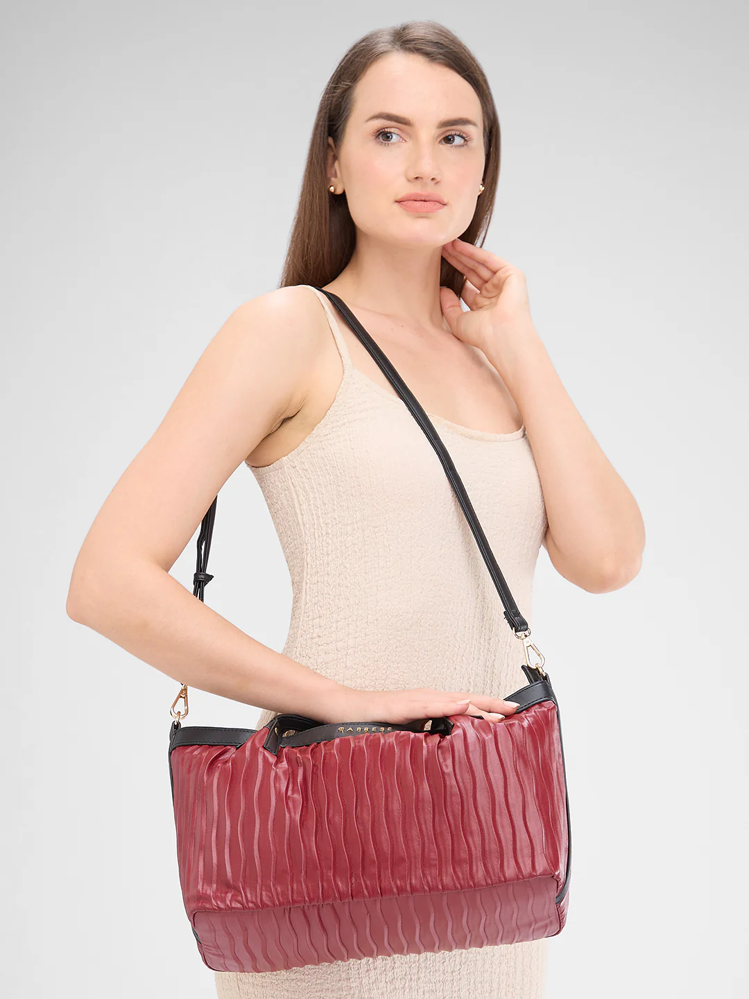 Caprese Shyla Large Burgundy Satchel Bag - Image 13