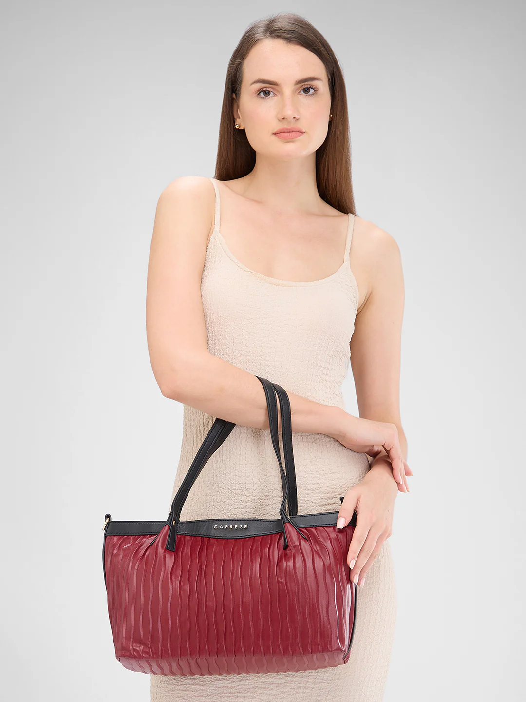 Caprese Shyla Large Burgundy Satchel Bag - Image 14