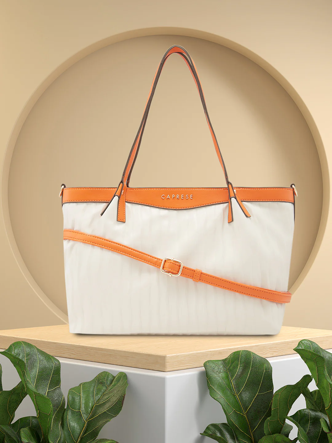Caprese Shyla Large Cream Satchel Bag
