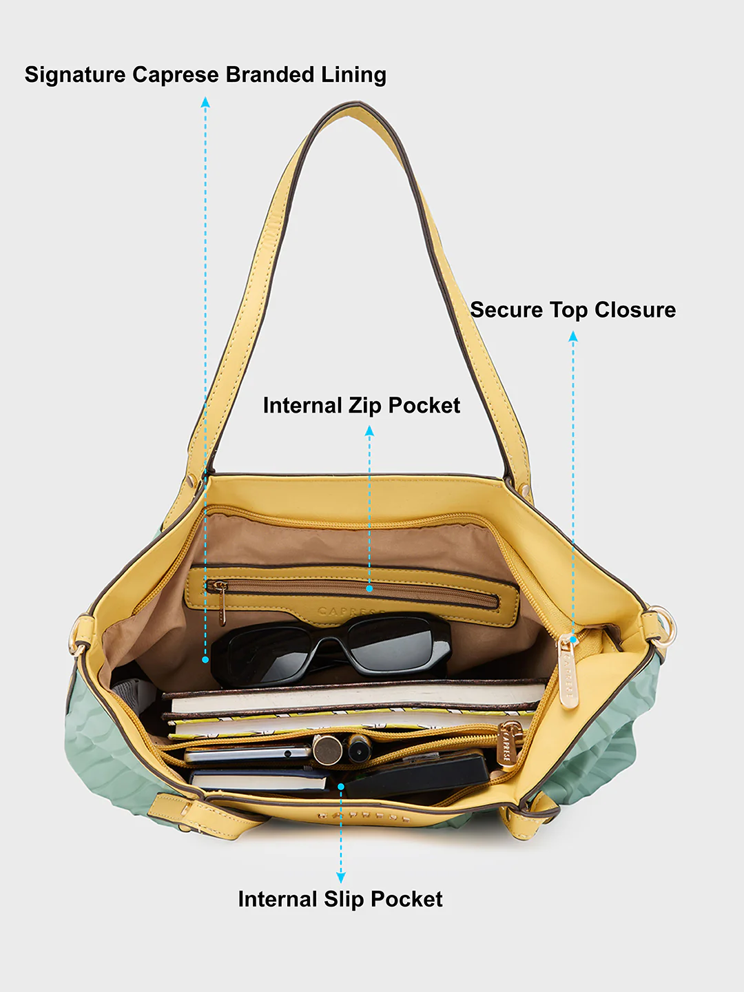 Caprese Shyla Large Mint Satchel Bag - Image 8