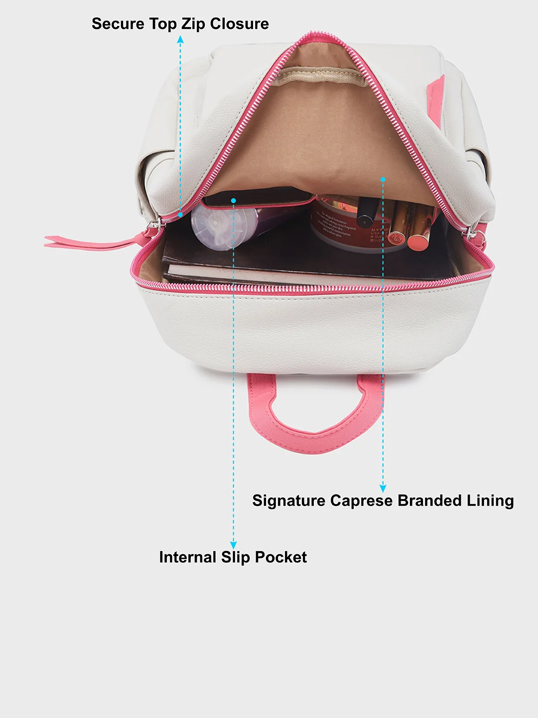 Caprese Sia Medium Beige Fashion Backpack - Image 7