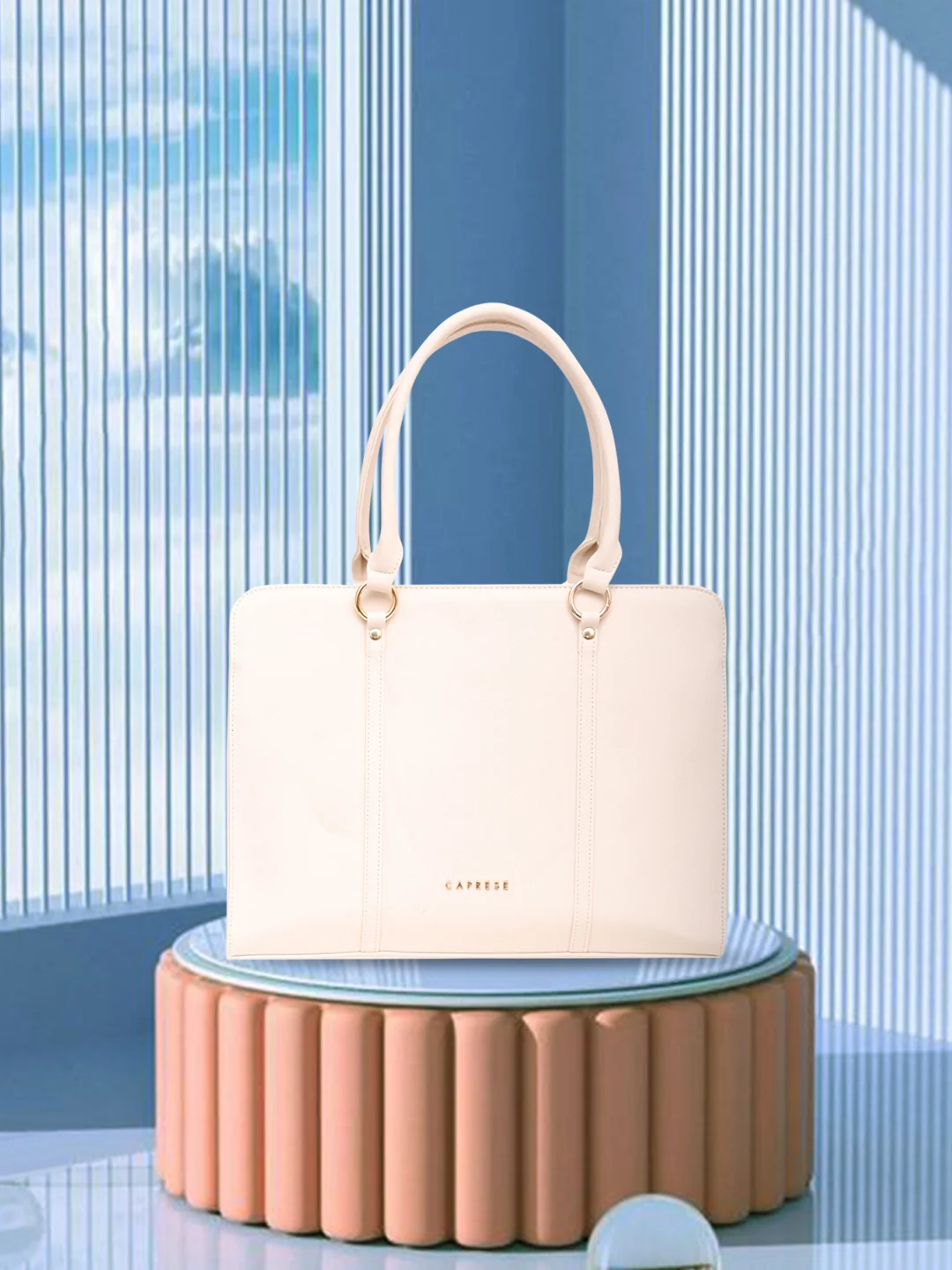 Caprese Sienna Large Beige Laptop Bag - Image 2