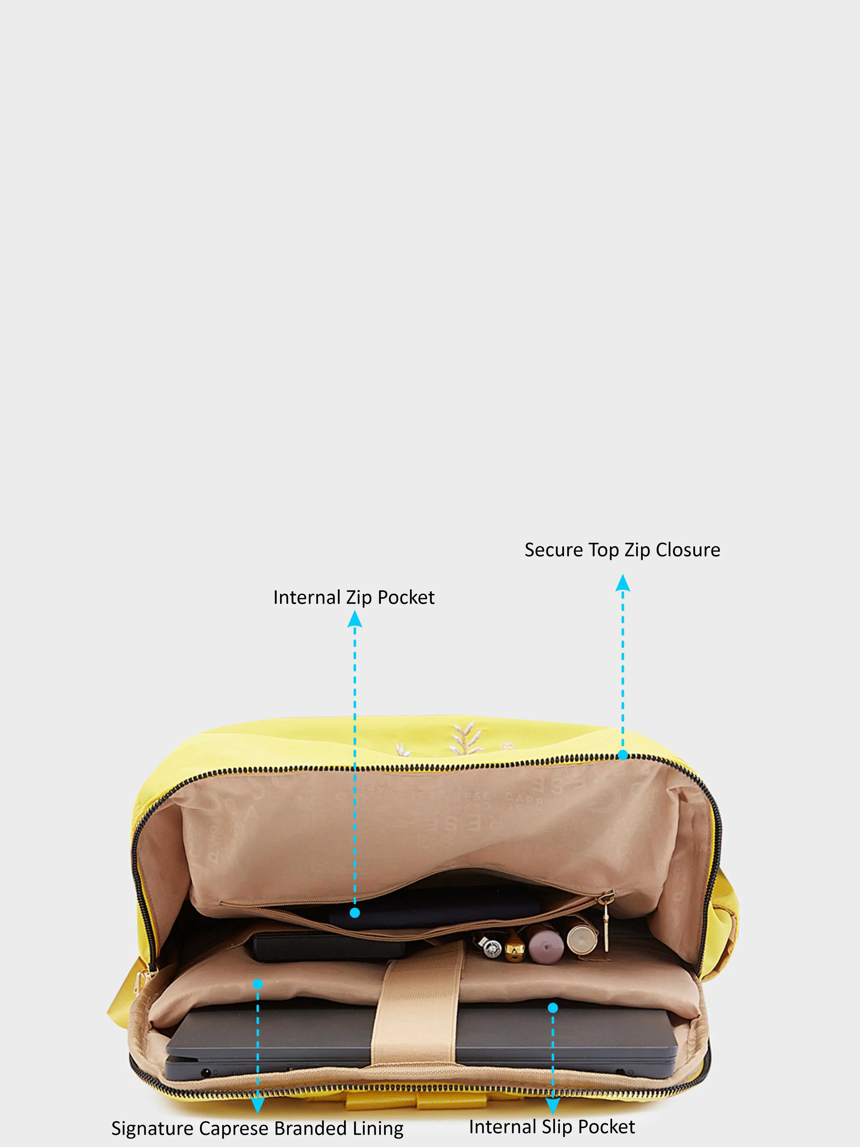 Caprese Sierra Large Dark Yellow Backpack - Image 13