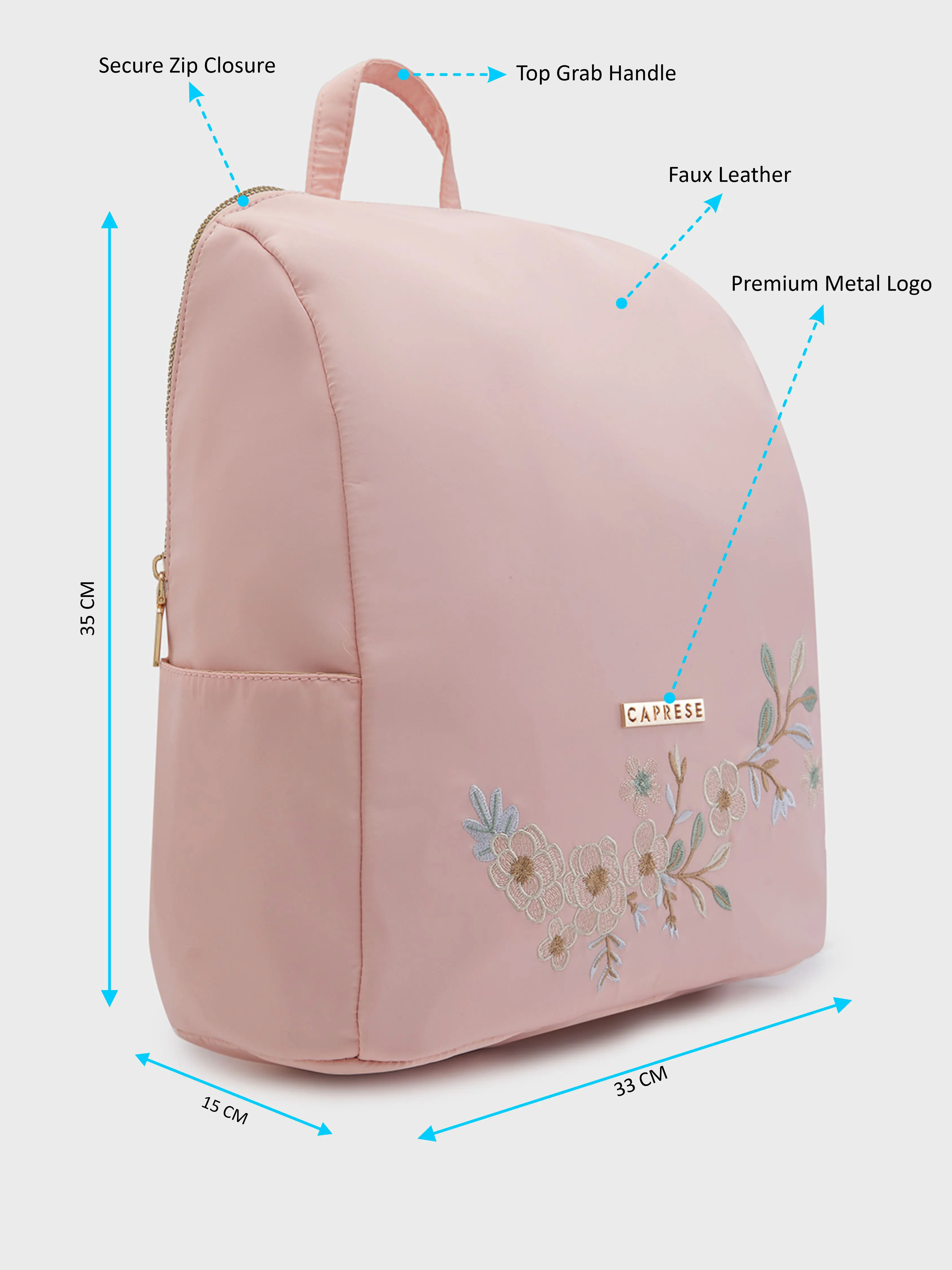 Caprese Sierra Large Light Pink Backpack - Image 7