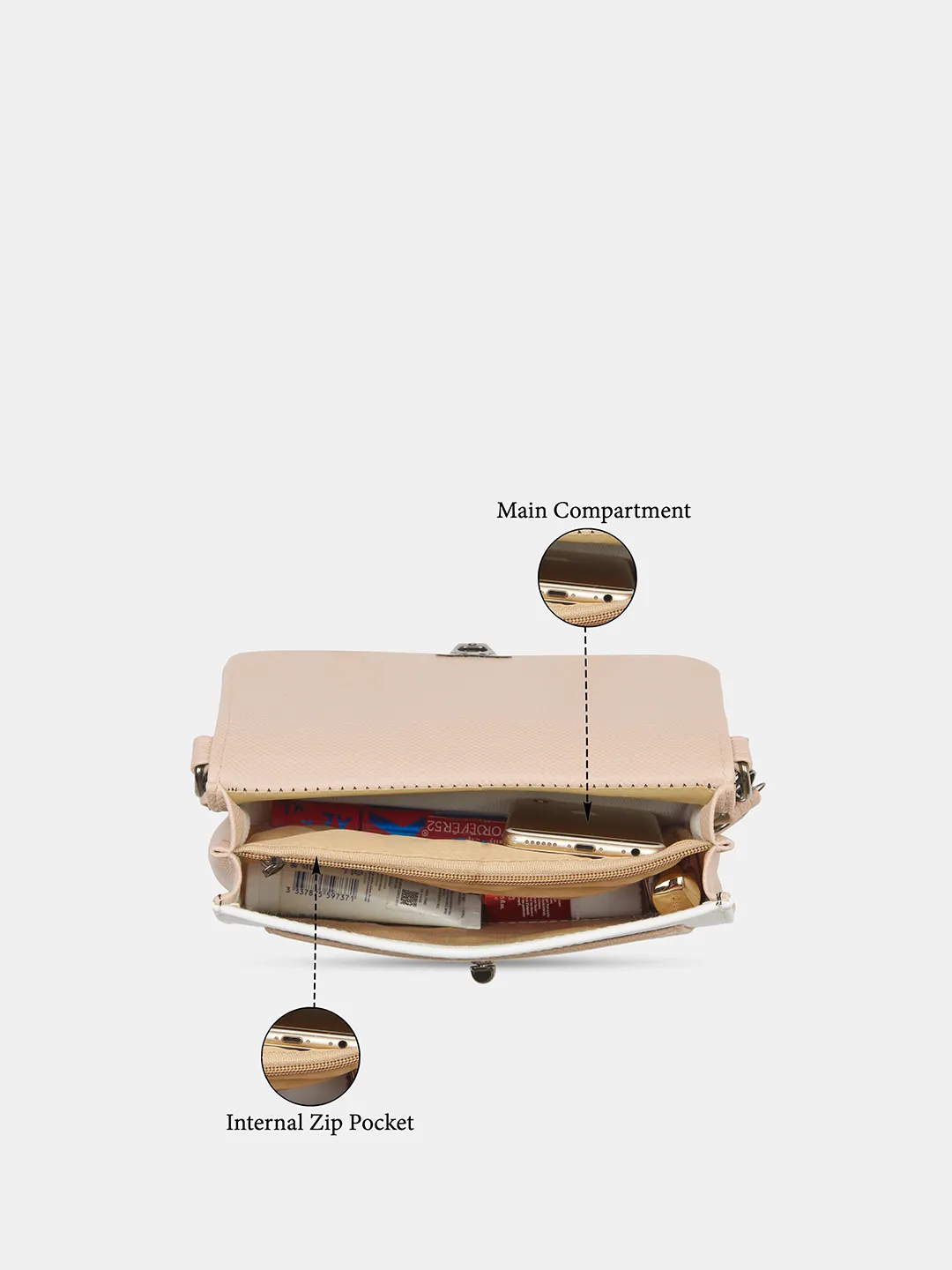 Caprese Sierraa Medium Powder Pink Baguette Bag - Image 7
