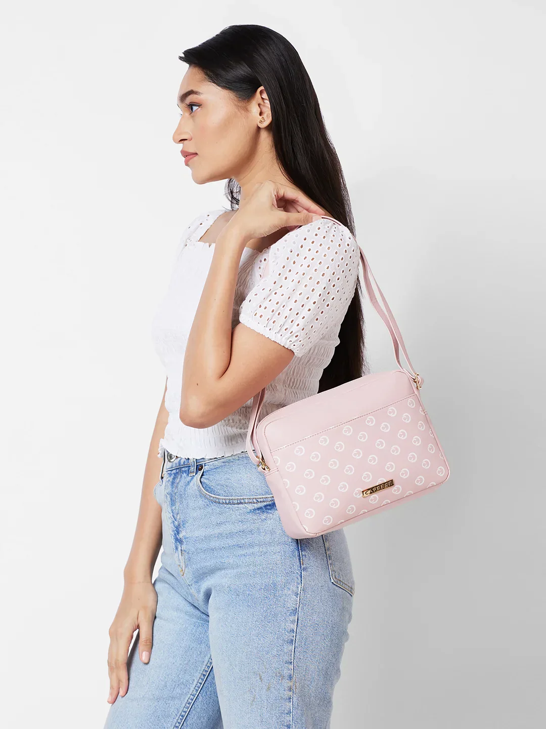 Caprese Siesta Small Powder Pink Sling Bag - Image 12