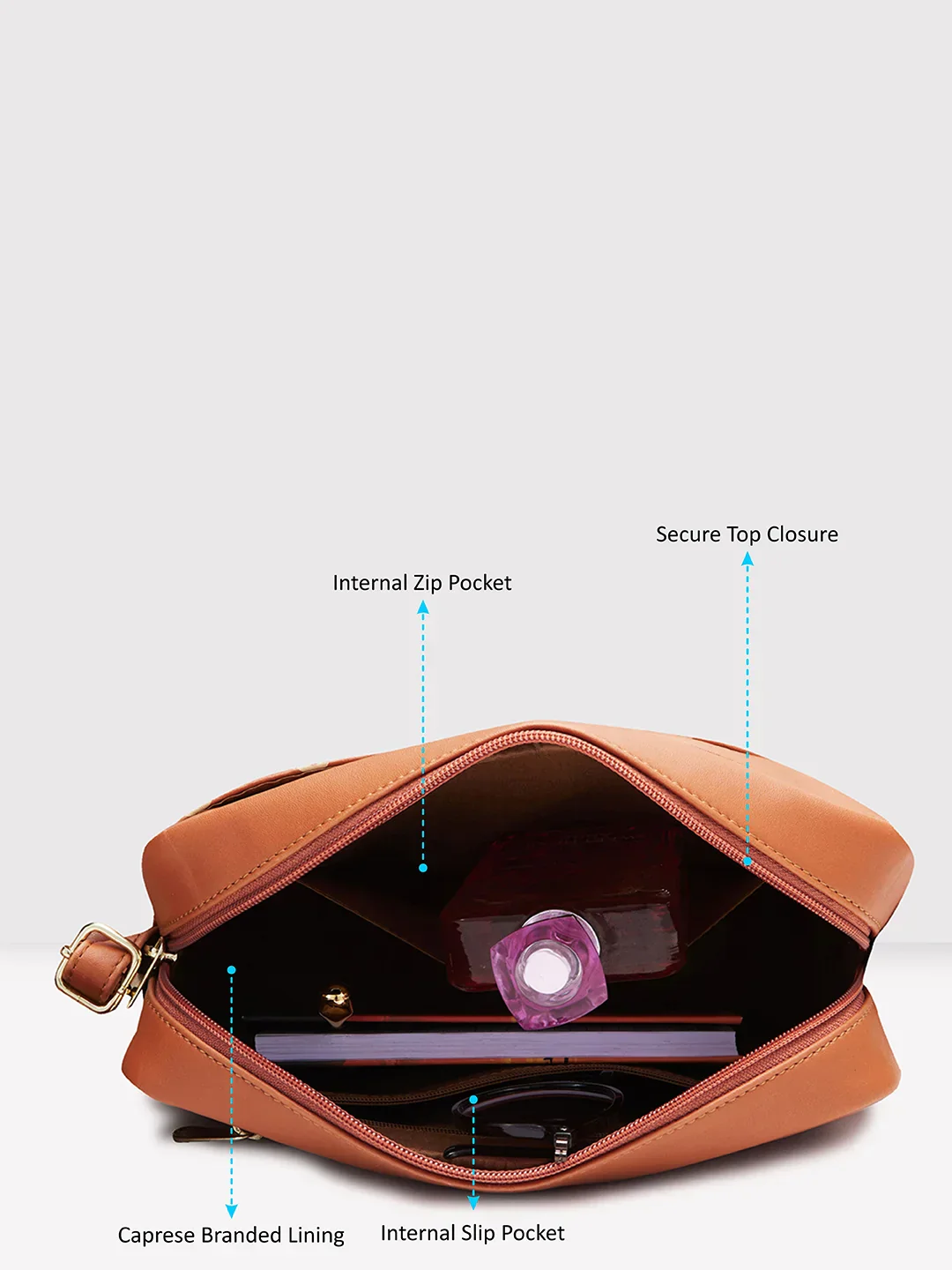 Caprese Siesta Small Tan Sling Bag - Image 11