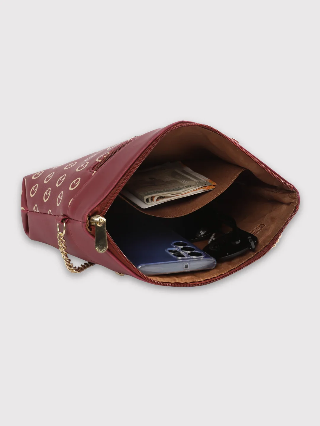 Caprese Siesta Small Maroon Sling Bag - Image 11