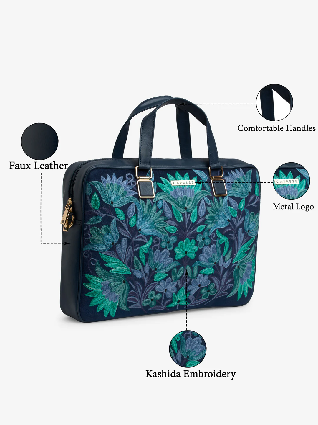 Caprese Siji Tresna Large Blue Laptop Bag - Image 8
