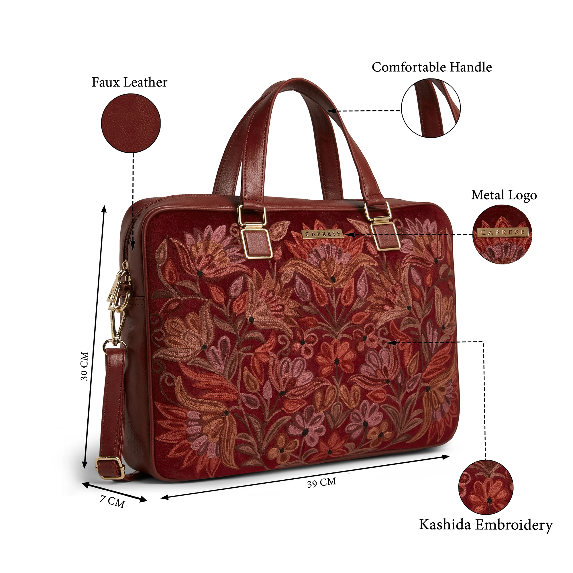 Caprese  Siji Tresna Large Red Laptop Bag - Image 7
