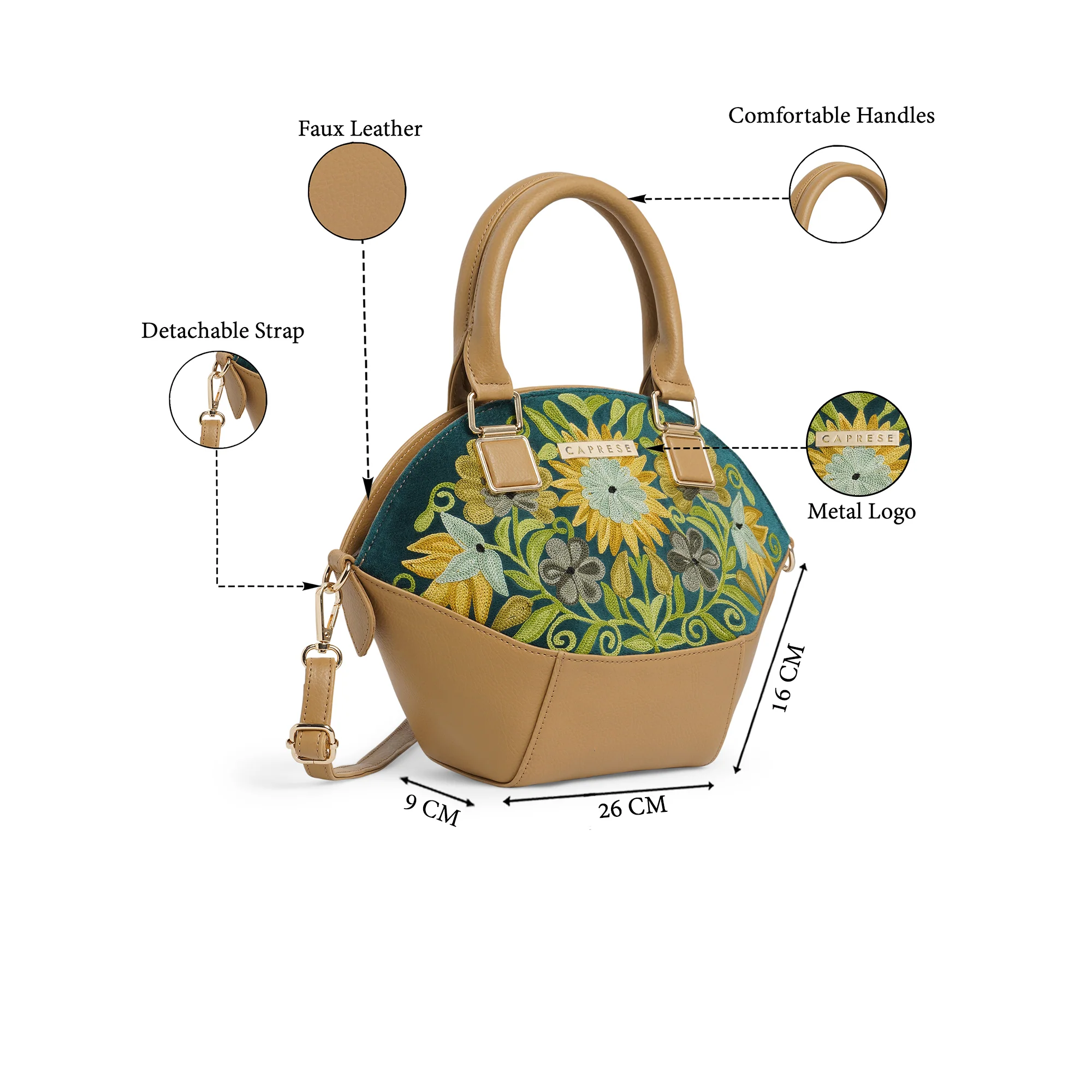 Caprese Siji Tresna Medium Brown Satchel Bag - Image 8