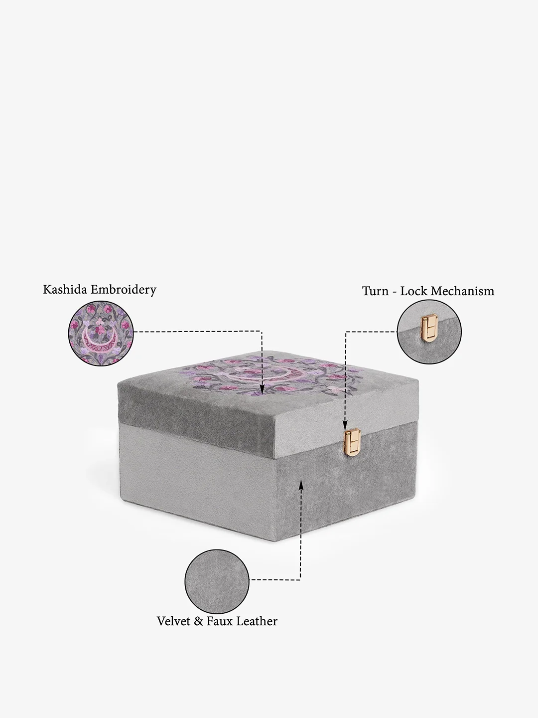 Caprese Siji Tresna Medium Grey Vanity Box - Image 8