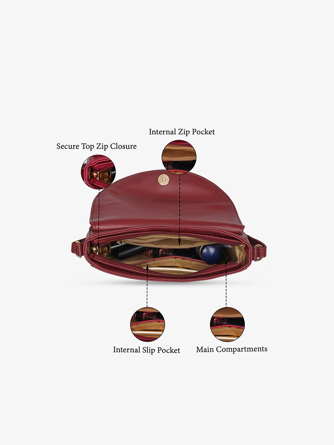 Caprese Siji Tresna Medium Red Crossbody Bag - Image 8