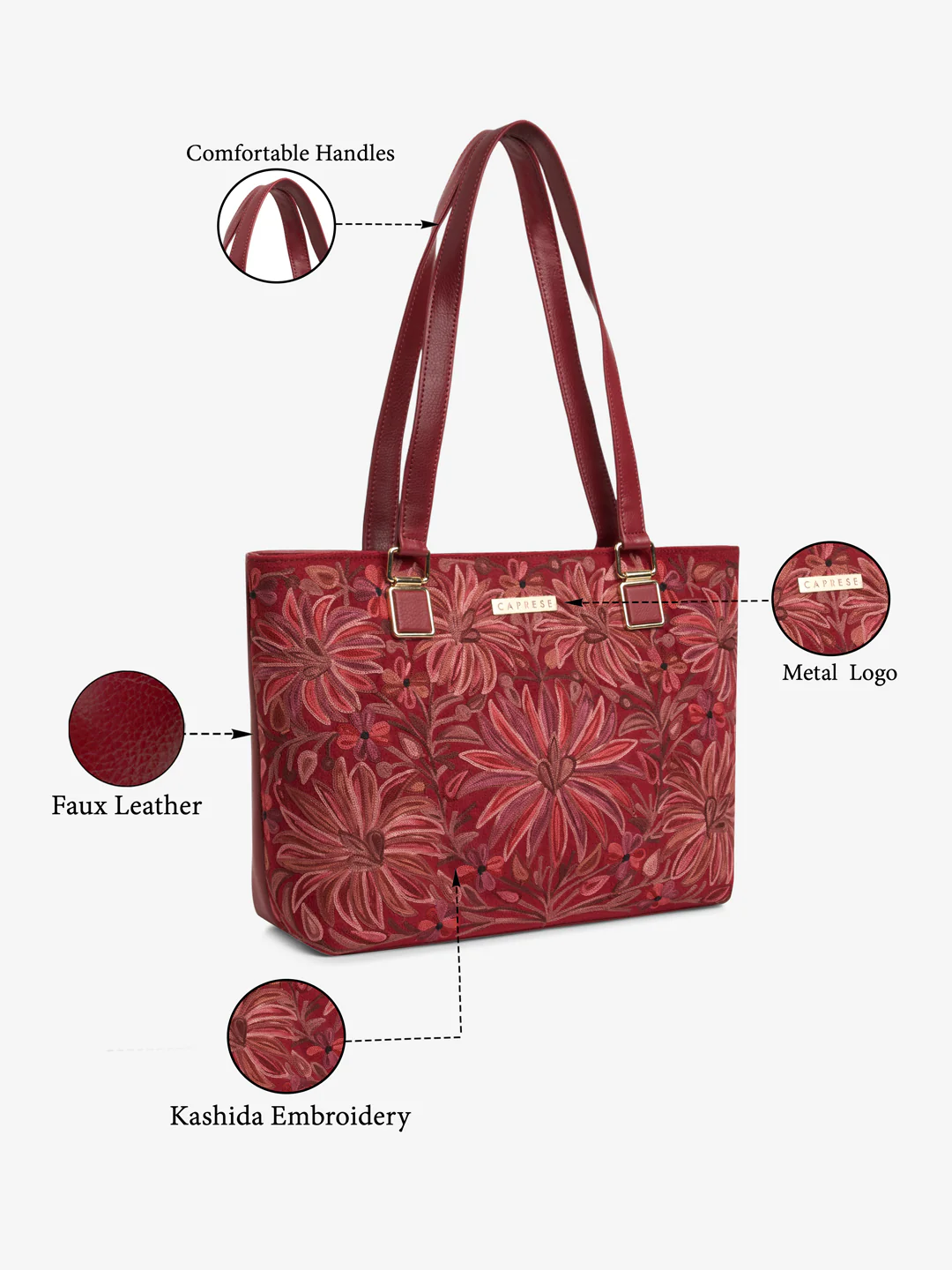 Caprese Siji Tresna Medium Red Tote Bag - Image 8