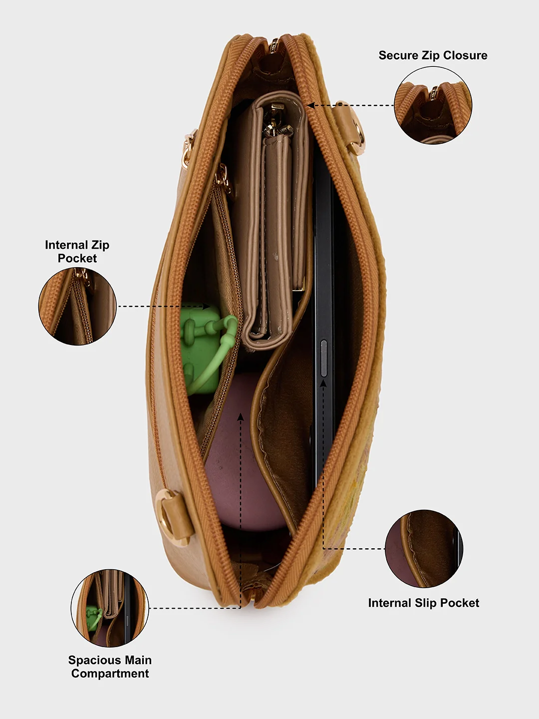Caprese Siji Tresna Small Brown Crossbody Bag - Image 6
