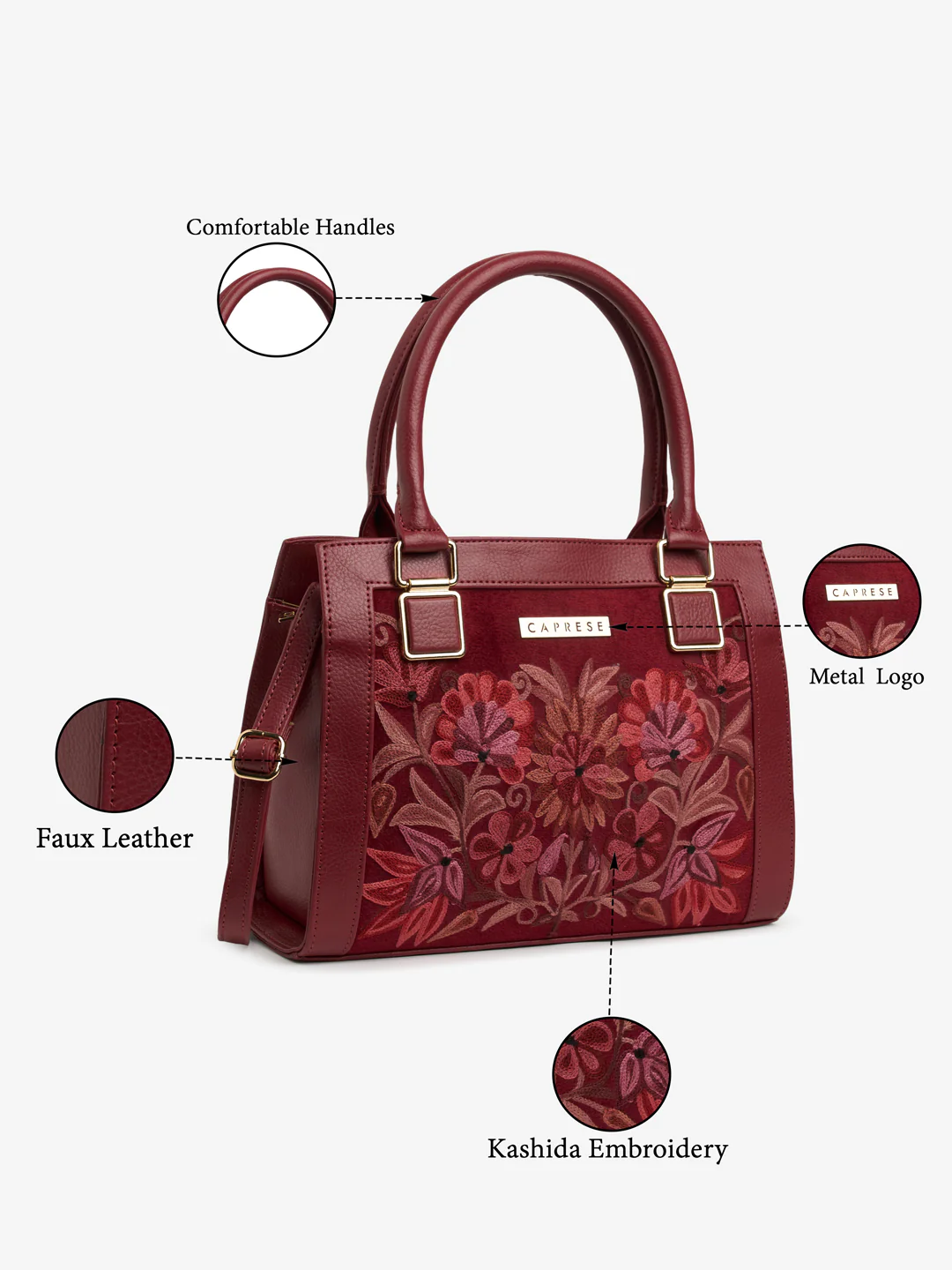 Caprese Siji Tresna Small Red Tote Bag - Image 9