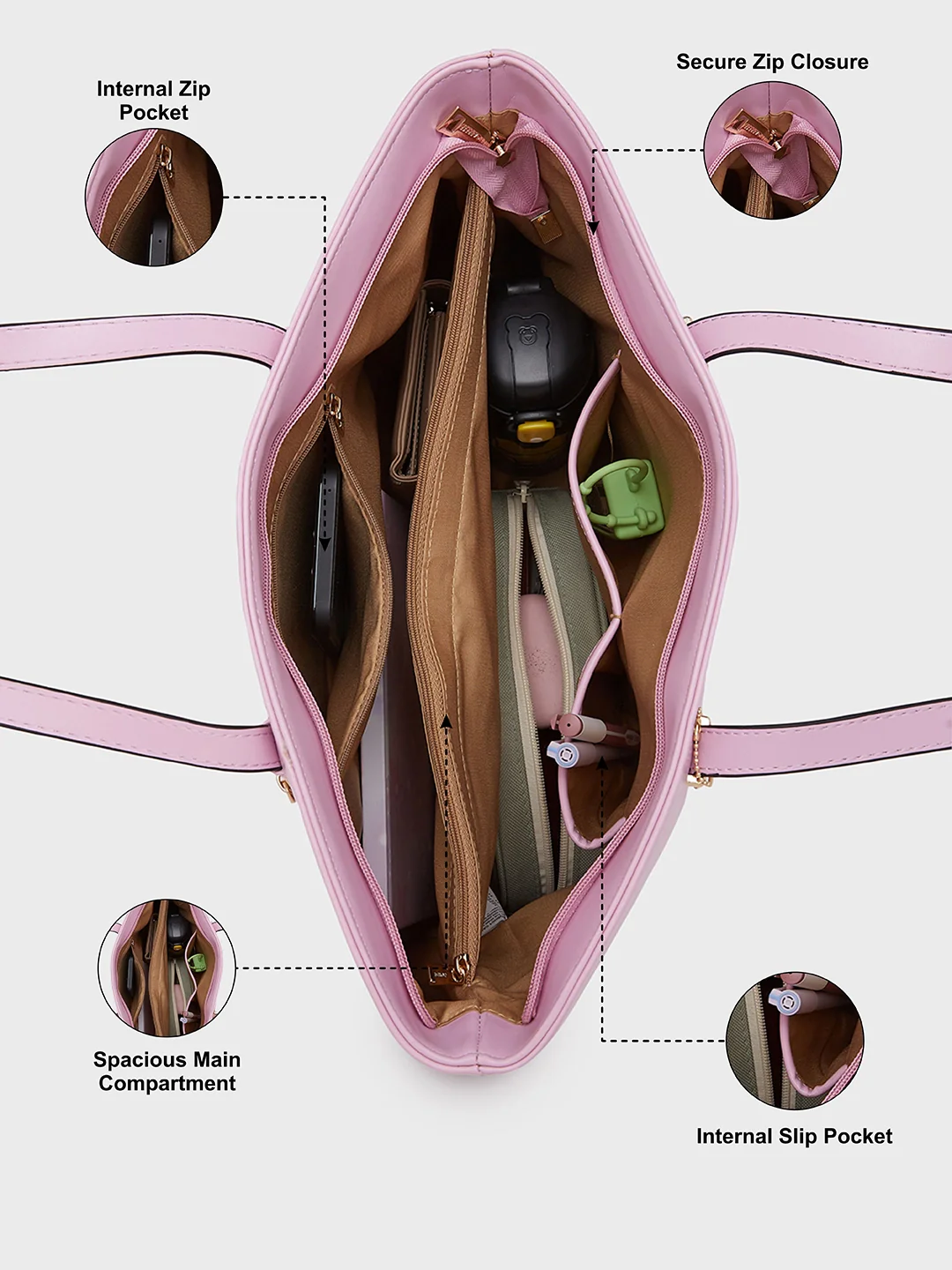 Caprese Simi Large Lilac Tote Bag - Image 5